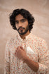 Off White Delicate Flower Linen Kurta Set